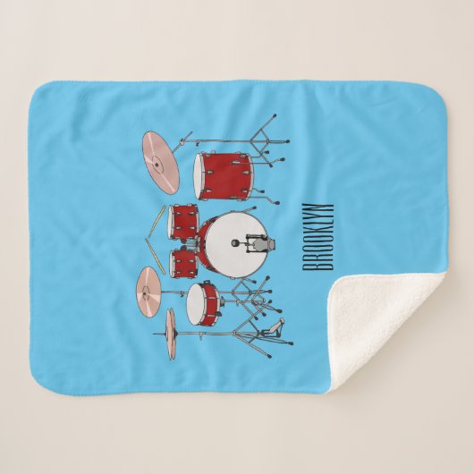 Cartoon Drum kit Sherpa Deken (Voorkant (horizontaal))