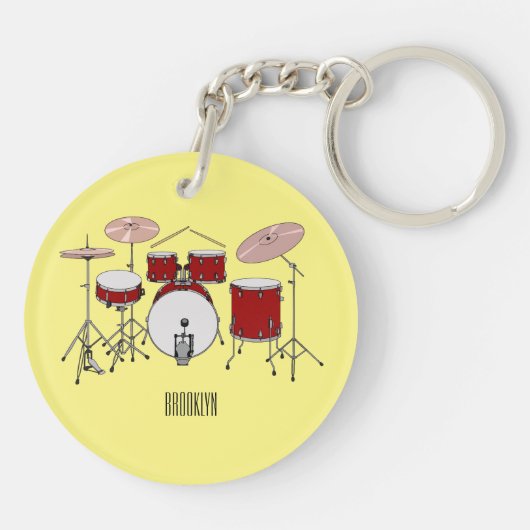 Cartoon Drum kit Sleutelhanger (Achterkant)
