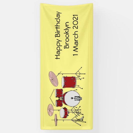 Cartoon Drum kit Spandoek (Verticaal)