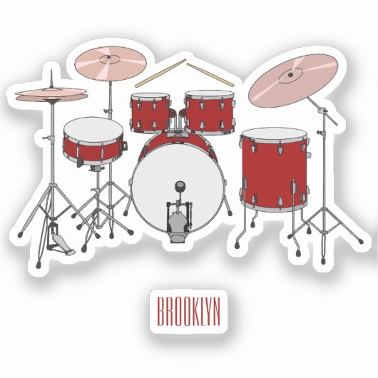 Cartoon Drum kit Sticker (Voorkant)