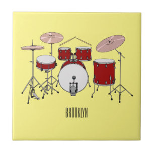 Cartoon Drum kit Tegeltje