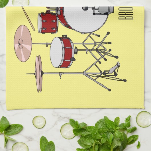 Cartoon Drum kit Theedoek (Gevouwen)