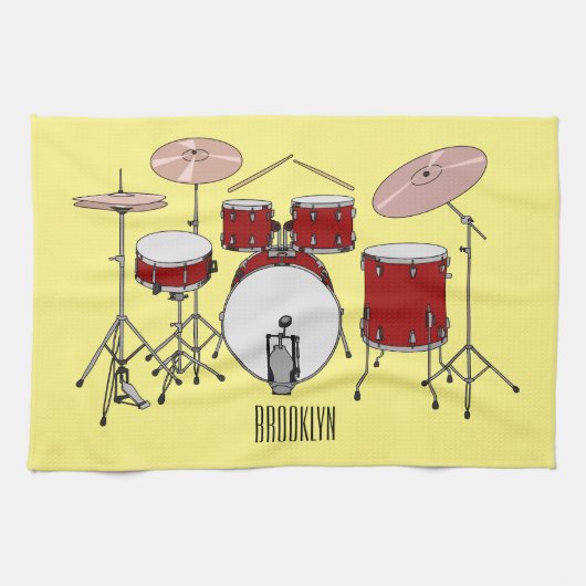 Cartoon Drum kit Theedoek (Horizontaal)