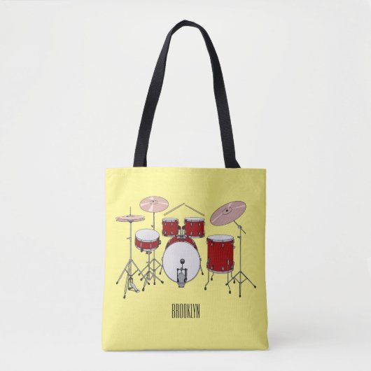 Cartoon Drum kit Tote Bag (Voorkant)