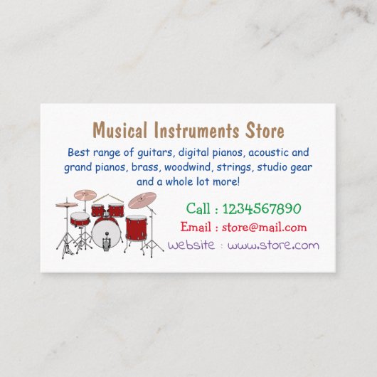 Cartoon Drum kit Visitekaartje (Voorkant)