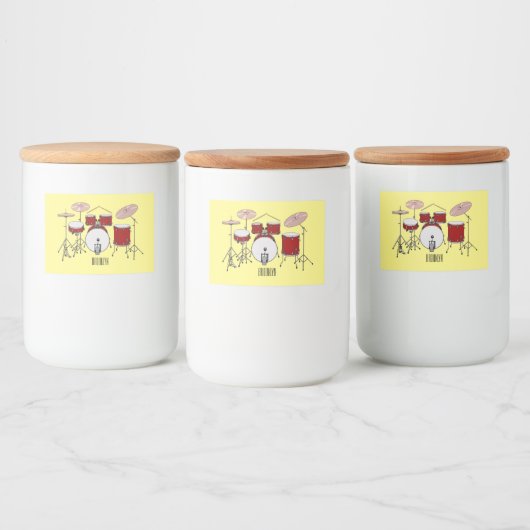 Cartoon Drum kit Voedselcontainer Etiket (Flessen)