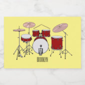 Cartoon Drum kit Voedselcontainer Etiket (Enkel label)