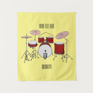Cartoon Drum kit Wandkleed