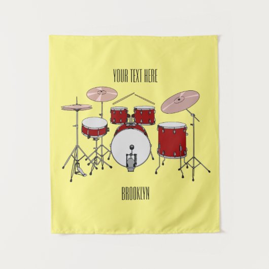 Cartoon Drum kit Wandkleed (Voorkant)