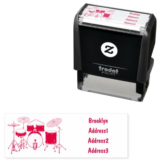 Cartoon Drum kit Zelfinktende Stempel (In situ)