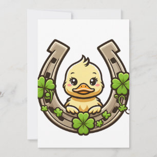 Cartoon Duckling op Keltisch Hoefijzer Uitnodiging