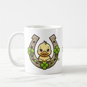 Cartoon Duckling op Keltische Hoefijzer Mok