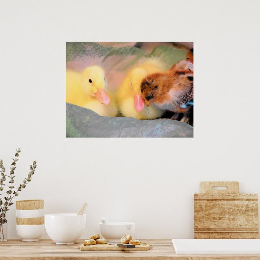 Cartoon Ducks and Chick Poster (Keuken)