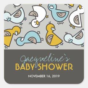 Cartoon Ducks Boy Baby shower Stcikers Vierkante Sticker