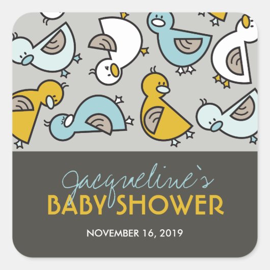 Cartoon Ducks Boy Baby shower Stcikers Vierkante Sticker (Voorkant)
