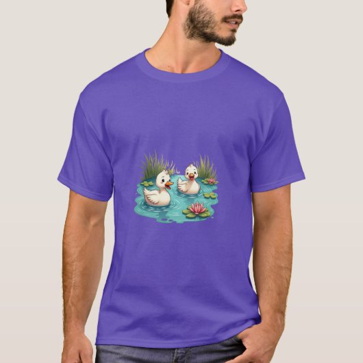 Cartoon Ducks Pond T-shirt (Voorkant)