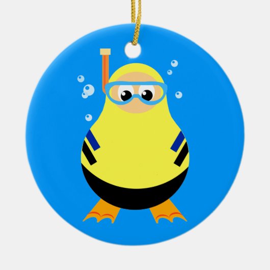 Cartoon duiken Snorkeler Keramisch Ornament (Voorkant)