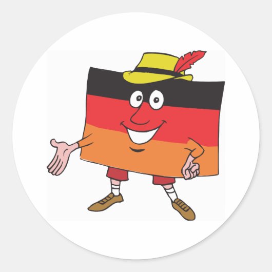 Cartoon Duitsland Ronde Sticker (Voorkant)