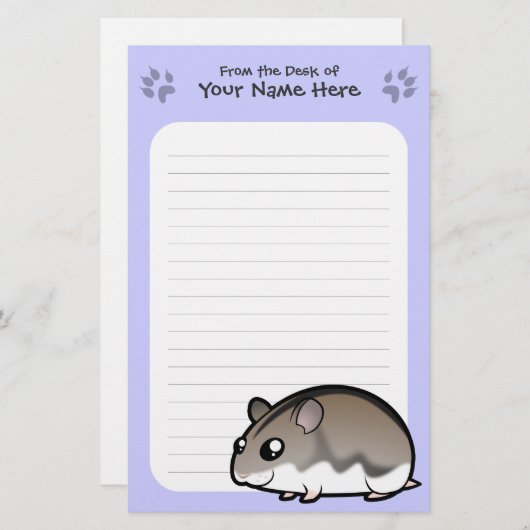 Cartoon Dwarf Hamster Briefpapier (Voorkant / Achterkant)