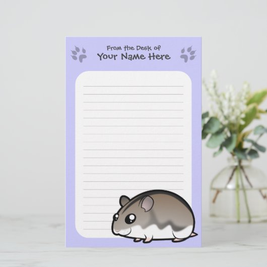 Cartoon Dwarf Hamster Briefpapier (Staand voorkant)