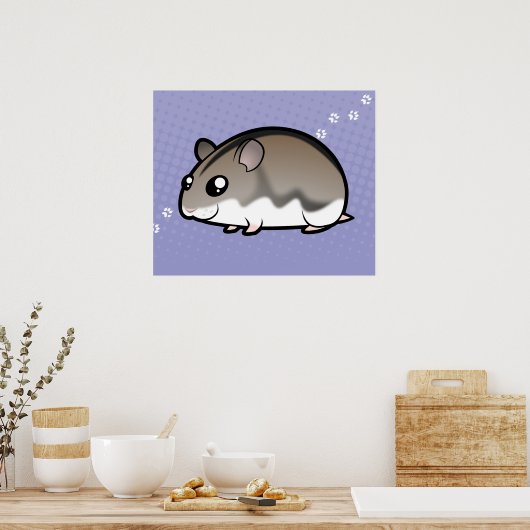 Cartoon Dwarf Hamster Poster (Keuken)