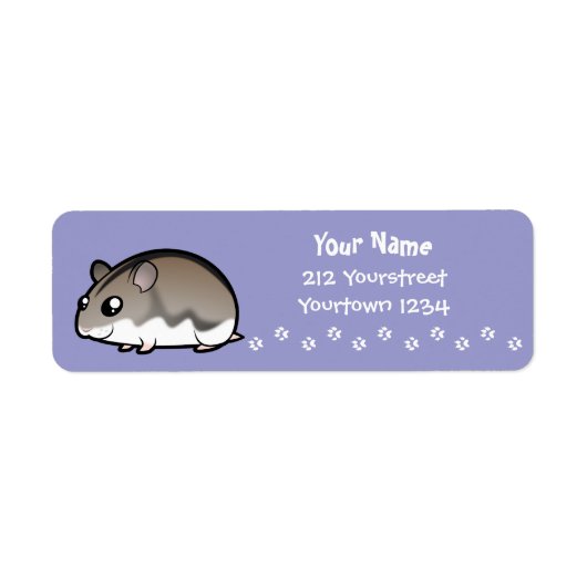 Cartoon Dwerghamster Etiket (Voorkant)