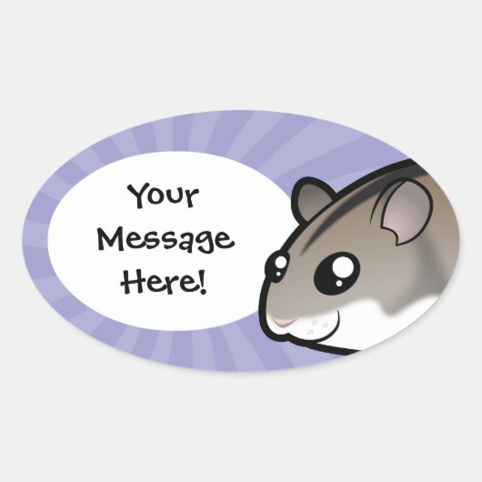Cartoon Dwerghamster Ovale Sticker (Voorkant)