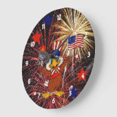 Cartoon Eagle en Fireworks Clock Grote Klok (Hoek)