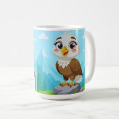 Cartoon Eagle on Rock – Cute Vector Character Koffiemok (Voorkant rechts)