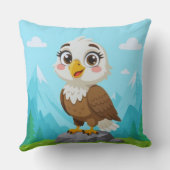 Cartoon Eagle on Rock – Cute Vector Character Kussen (Achterkant)
