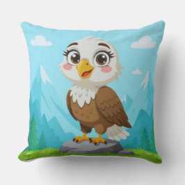Cartoon Eagle on Rock – Cute Vector Character Kussen