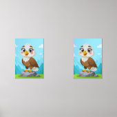 Cartoon Eagle on Rock – Cute Vector Character Muurkunst Sets (Voorkant)