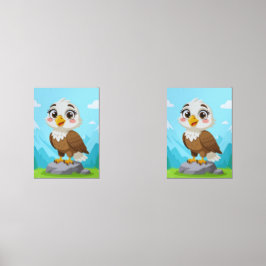 Cartoon Eagle on Rock – Cute Vector Character Muurkunst Sets