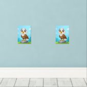 Cartoon Eagle on Rock – Cute Vector Character Muurkunst Sets (Houten vloer)