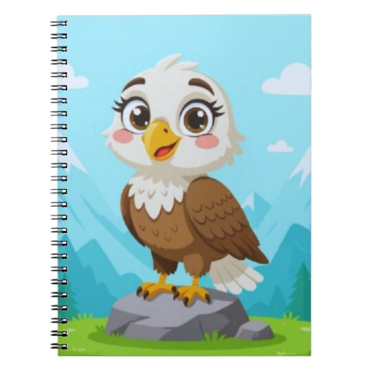 Cartoon Eagle on Rock – Cute Vector Character Notitieboek (Voorkant)