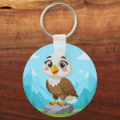 Cartoon Eagle on Rock – Cute Vector Character Sleutelhanger (Achterkant)