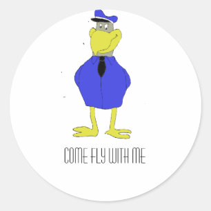 Cartoon Eagle-vliegtuigpiloot Ronde Sticker