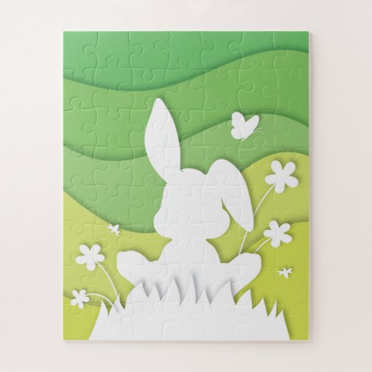 Cartoon-easter-bunny op gras legpuzzel (Verticaal)