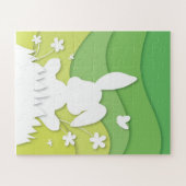 Cartoon-easter-bunny op gras legpuzzel (Horizontaal)