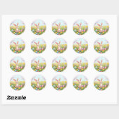 Cartoon Easter Bunny Ronde Sticker (Vel)