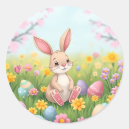 Cartoon Easter Bunny Ronde Sticker