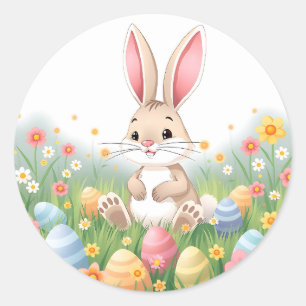 Cartoon Easter Bunny Ronde Sticker