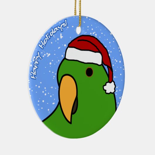 Cartoon Eclectus kerstversiering Keramisch Ornament (Rechts)