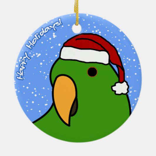 Cartoon Eclectus kerstversiering Keramisch Ornament (Achterkant)
