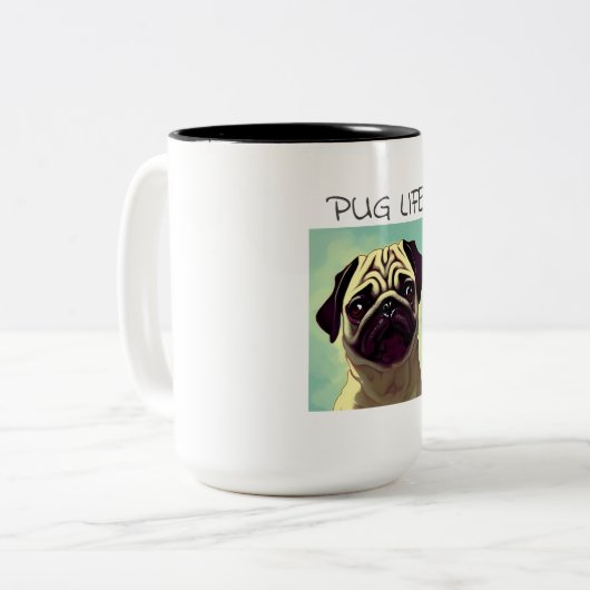 Cartoon Edel en Kutest Pug Mok Portret (Voorkant links)