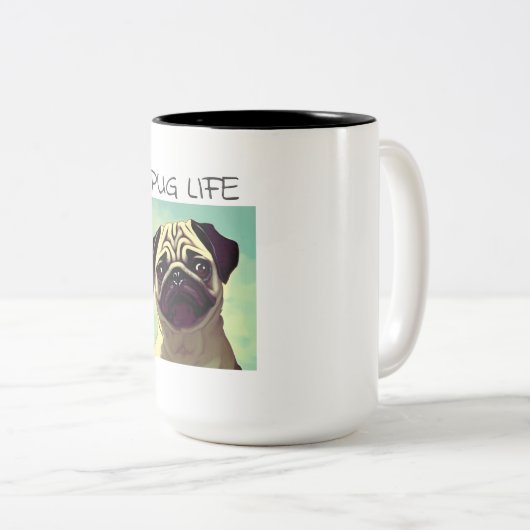 Cartoon Edel en Kutest Pug Mok Portret (Voorkant rechts)