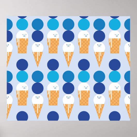 Cartoon een schattig ijsje, naadloos patroonontwer poster (Voorkant)