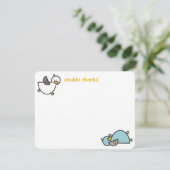 Cartoon Eenden/Ducklings Twins Baby shower/Geboort Bedankkaart (Staand voorkant)
