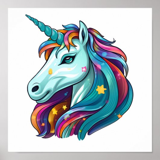 Cartoon eenhoorn illustratie poster (Voorkant)
