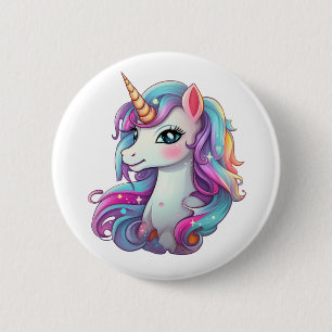 Cartoon eenhoorn illustratie ronde button 5,7 cm
